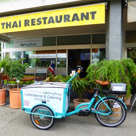 Cargo Bike, mit dem wir unser Thai-Essen ausliefern